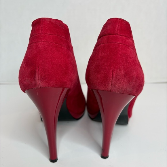 Nine West Red Suede Peep-Toe Booties, Pendanto Stiletto Platform Women’s Size 10 - Picture 4 of 16